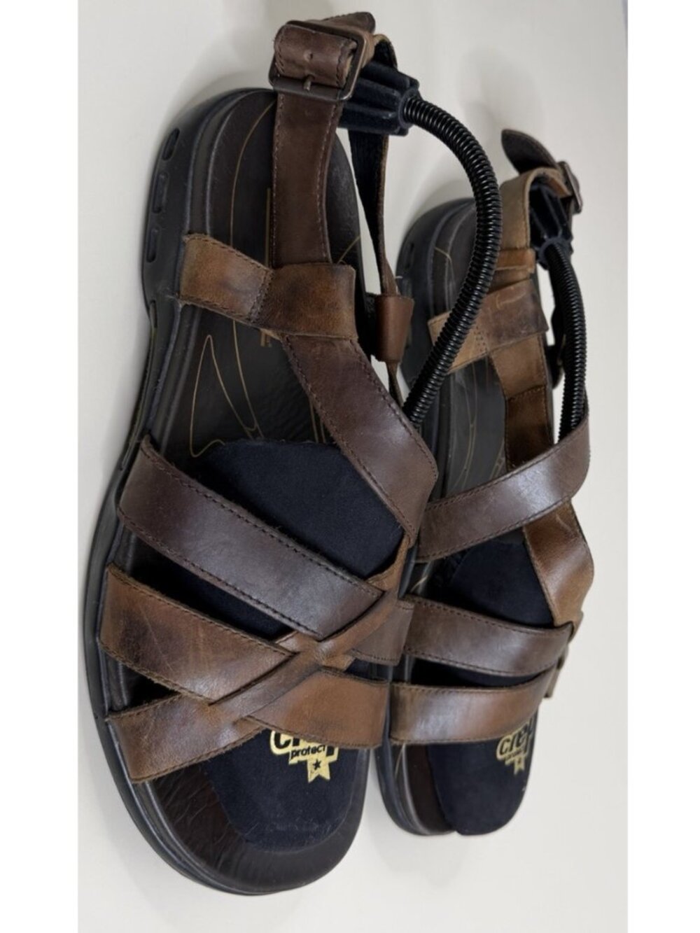 Rockport 10.5 W Men Brown Leather Fisherman Caged Trail Sandals Rubber Sole EUC